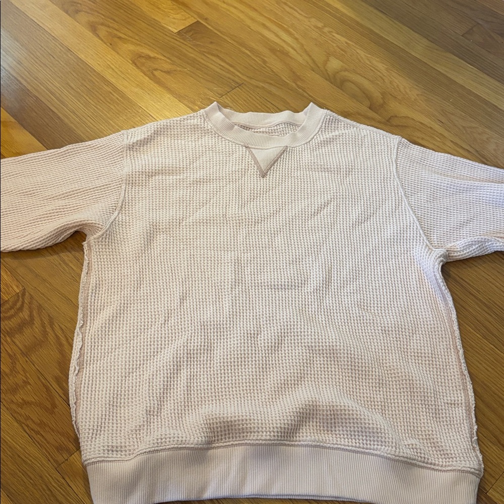 Aerie Light Pink Waffle Knit Sweater